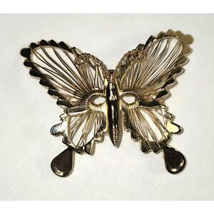 Butterfly Vintage Brooch Gold Tone Filigree